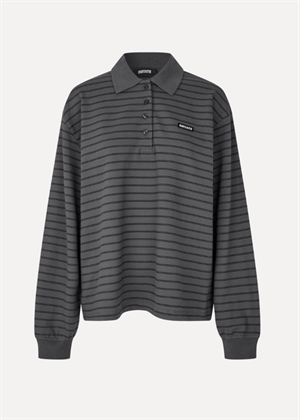 Pique longsleeve polo Gray Pinstripe ROTATE 